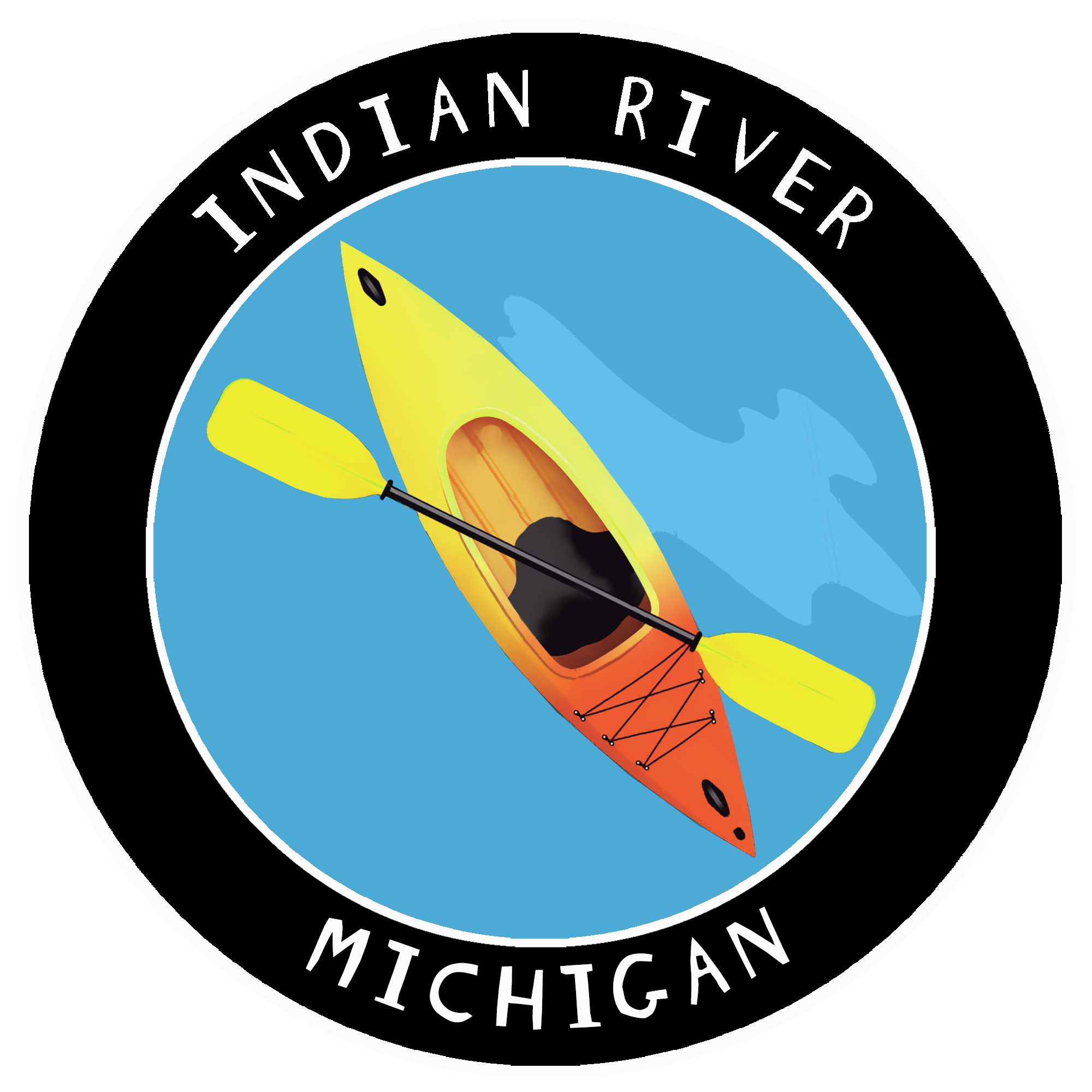 Indian River, Michigan Kayak 3.5" Car Truck Window Bumper Sticker Decal