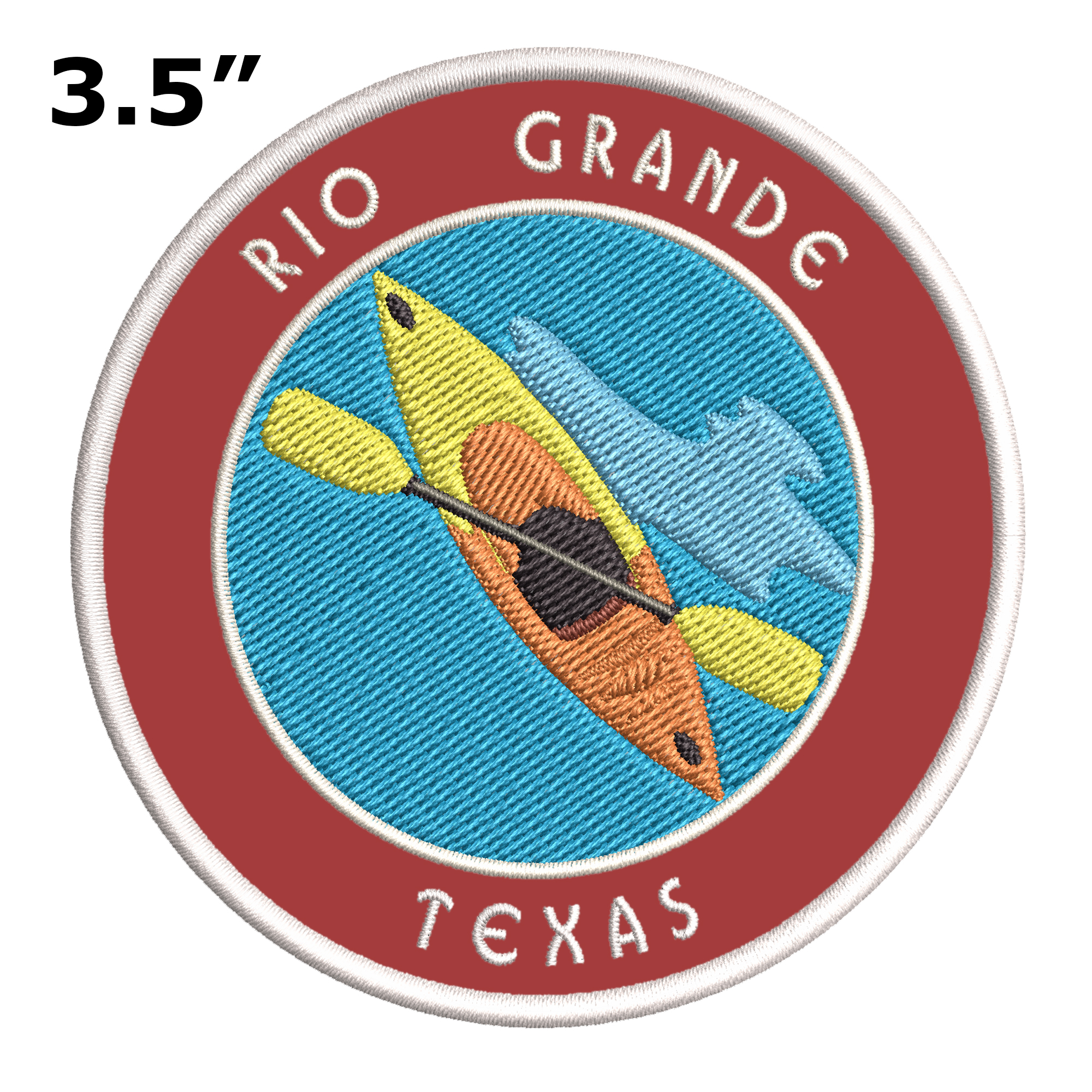Rio Grande, Texas Kayak Patch Embroidered iron-on Applique Water Rafting